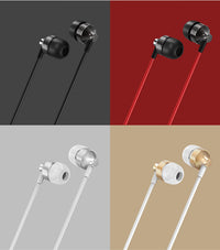 HKM-416787 Heavy Bass Copper HD In-Ear Headphones with 3.5mm Plug and Microphone