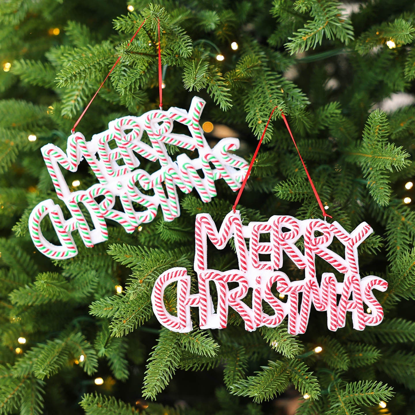 HKM-416851 Exquisite Polymer Clay Christmas Tree Ornaments with Merry Christmas Letter Plates