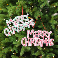 HKM-416851 Exquisite Polymer Clay Christmas Tree Ornaments with Merry Christmas Letter Plates