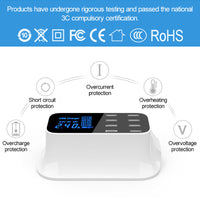 HKM-416915 8-Port USB Smart Fast Charger with LCD Display - Automatic Voltage & Current Detection