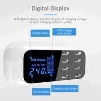 HKM-416915 8-Port USB Smart Fast Charger with LCD Display - Automatic Voltage & Current Detection