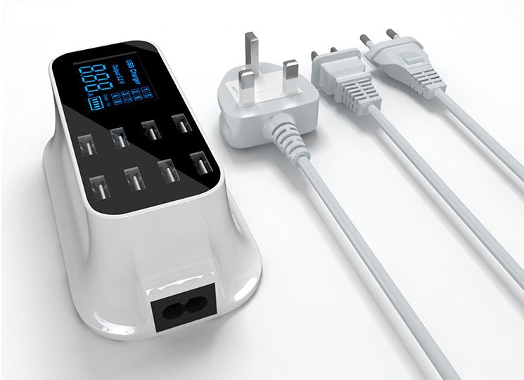 HKM-416915 8-Port USB Smart Fast Charger with LCD Display - Automatic Voltage & Current Detection