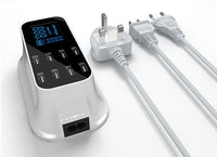 HKM-416915 8-Port USB Smart Fast Charger with LCD Display - Automatic Voltage & Current Detection