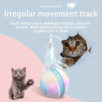 HKM-417171 Interactive Electric Cat Toy Ball with Feather Teaser and Irregular Movement for Engaging Play