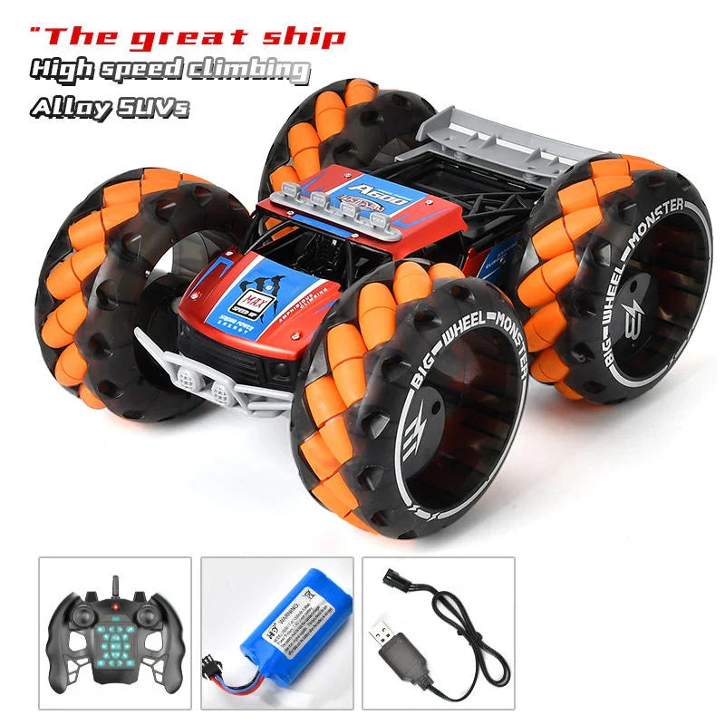 HKM-417299 Big Wheel Drift Remote Control Stunt Car - 2.4G Dual Mode, 6 Channels, Indoor/Outdoor Rock Climbing Buggy