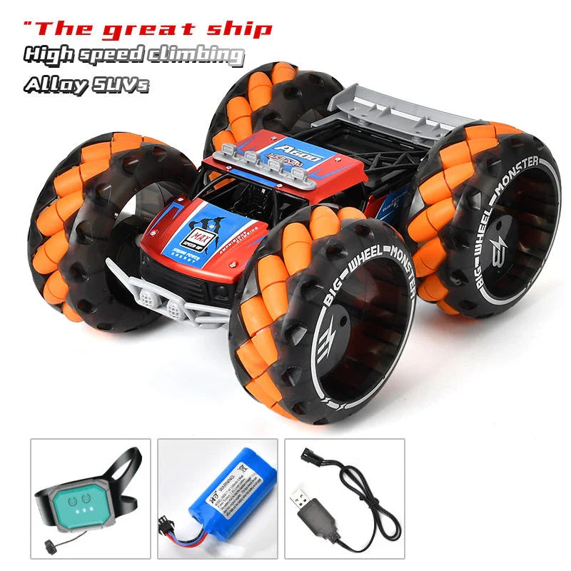 HKM-417299 Big Wheel Drift Remote Control Stunt Car - 2.4G Dual Mode, 6 Channels, Indoor/Outdoor Rock Climbing Buggy