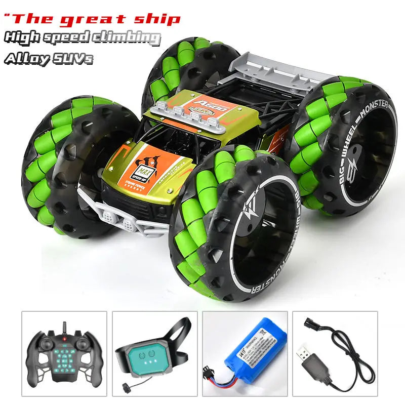 HKM-417299 Big Wheel Drift Remote Control Stunt Car - 2.4G Dual Mode, 6 Channels, Indoor/Outdoor Rock Climbing Buggy