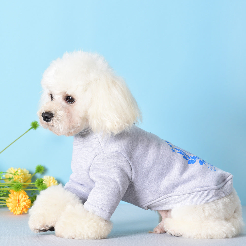 HKM-417299 Casual Cotton Pet Sweatshirt with Digital Print in Navy Blue and Hemp Gray