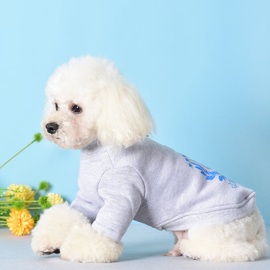 HKM-417299 Casual Cotton Pet Sweatshirt with Digital Print in Navy Blue and Hemp Gray