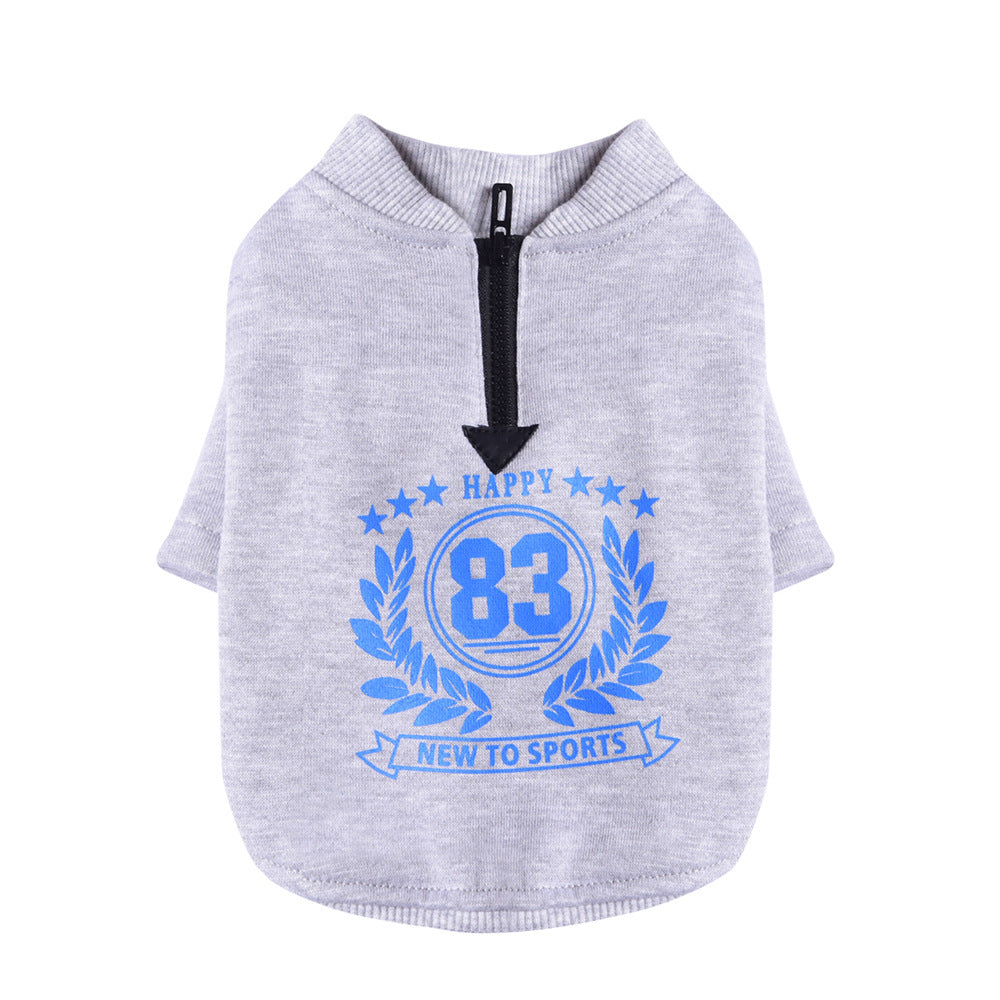 HKM-417299 Casual Cotton Pet Sweatshirt with Digital Print in Navy Blue and Hemp Gray