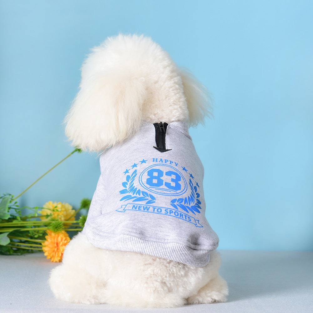 HKM-417299 Casual Cotton Pet Sweatshirt with Digital Print in Navy Blue and Hemp Gray