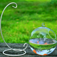 HKM-417555 Mini Hanging Glass Vase with Black or White Bracket - High Borosilicate Glass Fish Tank