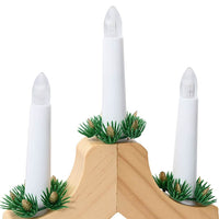 HKM-417683 Elegant Christmas Candle Bridge with 7 Warm White LEDs, Solid Pine Wood, 39.5 cm