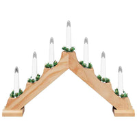 HKM-417683 Elegant Christmas Candle Bridge with 7 Warm White LEDs, Solid Pine Wood, 39.5 cm