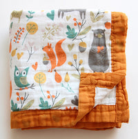 HKM-417875 Children's Cartoon Bath Towel Quilt Blanket - Six-Layer Pure Cotton Design, Super Soft, Antibacterial, 110x110 cm