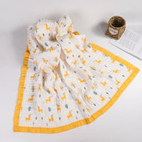 HKM-417875 Children's Cartoon Bath Towel Quilt Blanket - Six-Layer Pure Cotton Design, Super Soft, Antibacterial, 110x110 cm