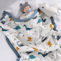 HKM-417875 Children's Cartoon Bath Towel Quilt Blanket - Six-Layer Pure Cotton Design, Super Soft, Antibacterial, 110x110 cm