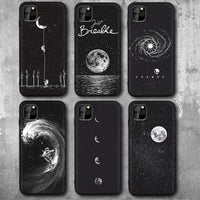 HKM-418131 Frosted Painted Soft Shell Phone Case - A Space Surfing, Climbing the Moon, Eclipse, Full Moon Designs