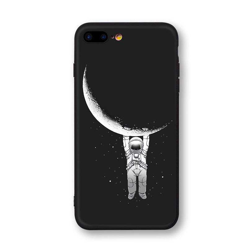 HKM-418131 Frosted Painted Soft Shell Phone Case - A Space Surfing, Climbing the Moon, Eclipse, Full Moon Designs
