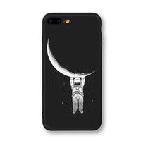HKM-418131 Frosted Painted Soft Shell Phone Case - A Space Surfing, Climbing the Moon, Eclipse, Full Moon Designs