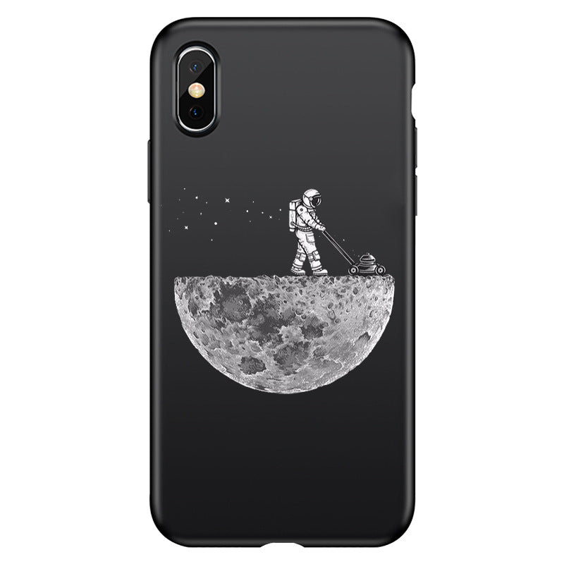 HKM-418131 Frosted Painted Soft Shell Phone Case - A Space Surfing, Climbing the Moon, Eclipse, Full Moon Designs