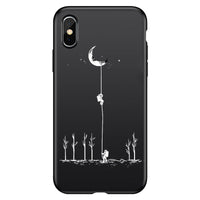 HKM-418131 Frosted Painted Soft Shell Phone Case - A Space Surfing, Climbing the Moon, Eclipse, Full Moon Designs