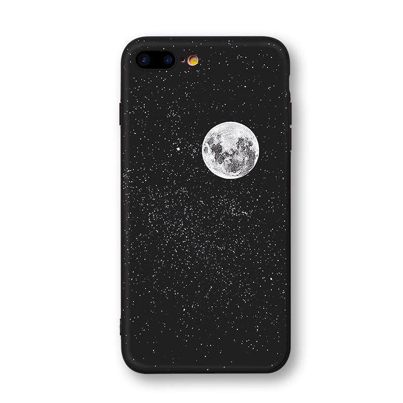 HKM-418131 Frosted Painted Soft Shell Phone Case - A Space Surfing, Climbing the Moon, Eclipse, Full Moon Designs