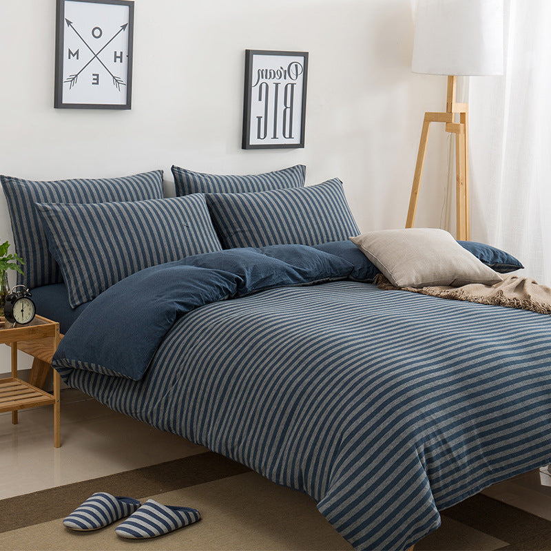HKM-418195 Cotton Four-Piece Bedding Set - Soft and Simple Design in 100% Pure Cotton