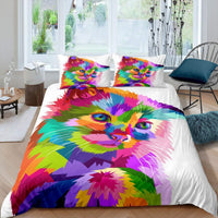 HKM-418195 Pet Cat Pattern Three-Piece Bedding Set - Quilt Cover Available in Multiple Sizes
