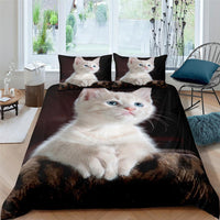 HKM-418195 Pet Cat Pattern Three-Piece Bedding Set - Quilt Cover Available in Multiple Sizes