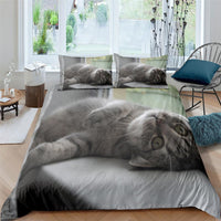 HKM-418195 Pet Cat Pattern Three-Piece Bedding Set - Quilt Cover Available in Multiple Sizes