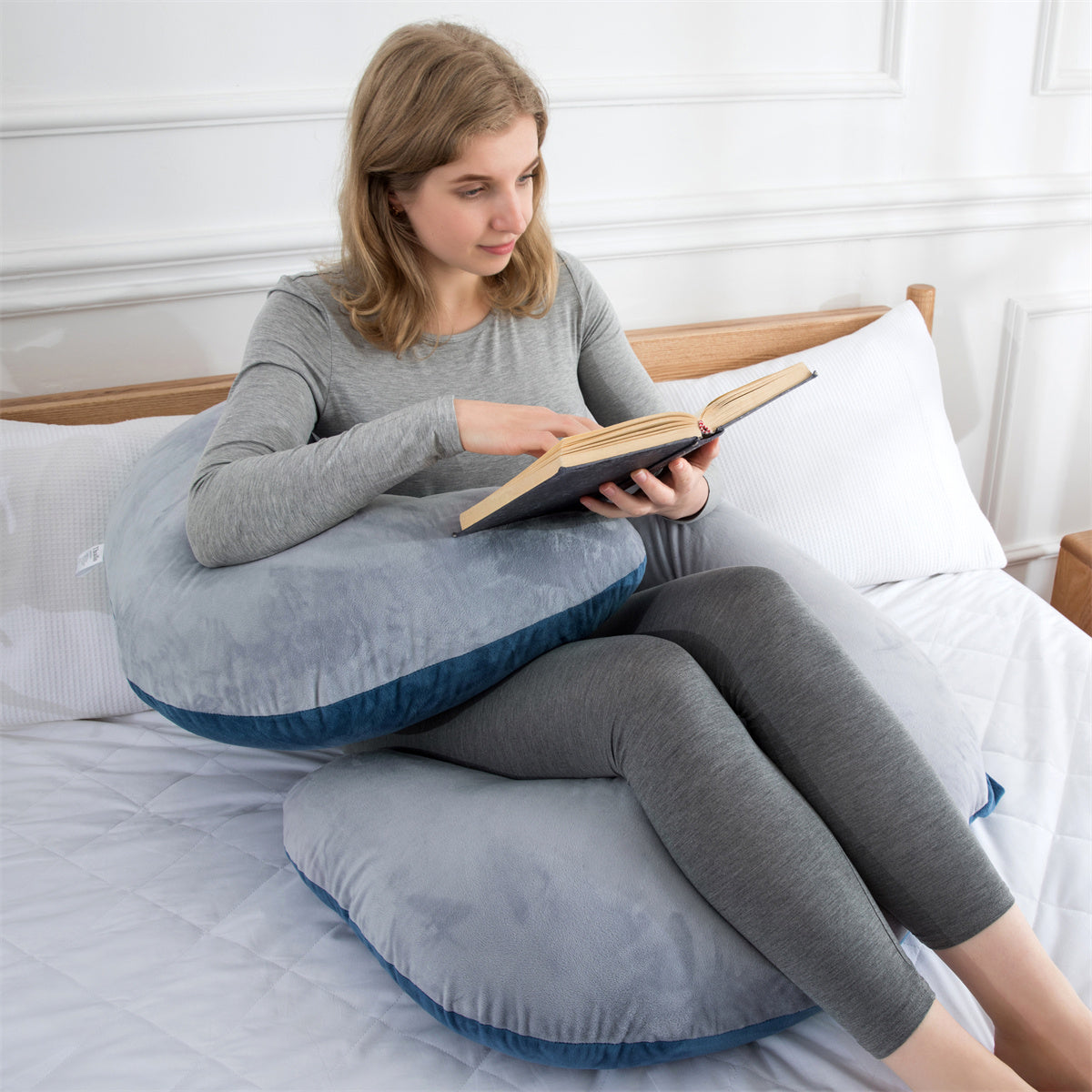 HKM-418579 C Shaped Multi-Functional Folding Body Pillow for Maternity Comfort