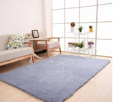 HKM-418579 Fluffy White Solid Area Rug for Living Room, Bedroom, and Kitchen - Non-Slip Plush Carpet