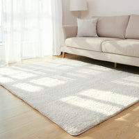 HKM-418579 Fluffy White Solid Area Rug for Living Room, Bedroom, and Kitchen - Non-Slip Plush Carpet