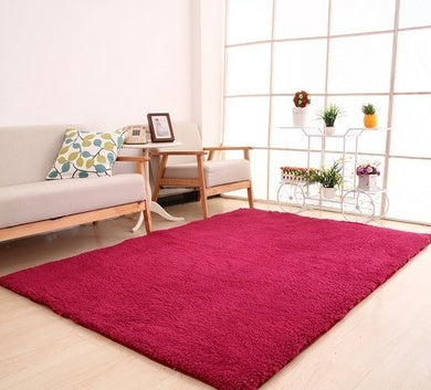 HKM-418579 Fluffy White Solid Area Rug for Living Room, Bedroom, and Kitchen - Non-Slip Plush Carpet