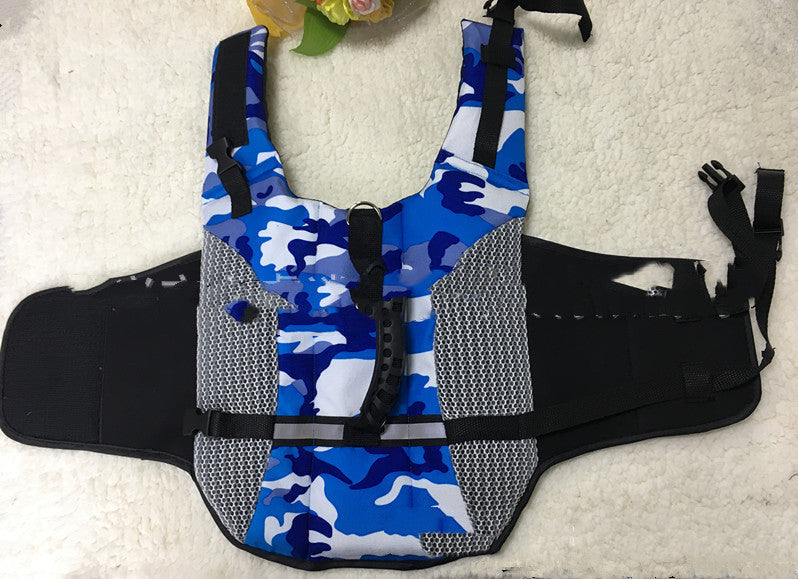 HKM-418643 Outdoor Dog Life Jacket in Blue and Red - Casual Swimsuit for Training and Safety