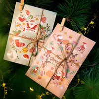 HKM-418835 48-Piece Christmas Advent Calendar Gift Bag Set with Santa and Snowman Designs, Countdown Stickers 1-24, Includes Clips and Strings