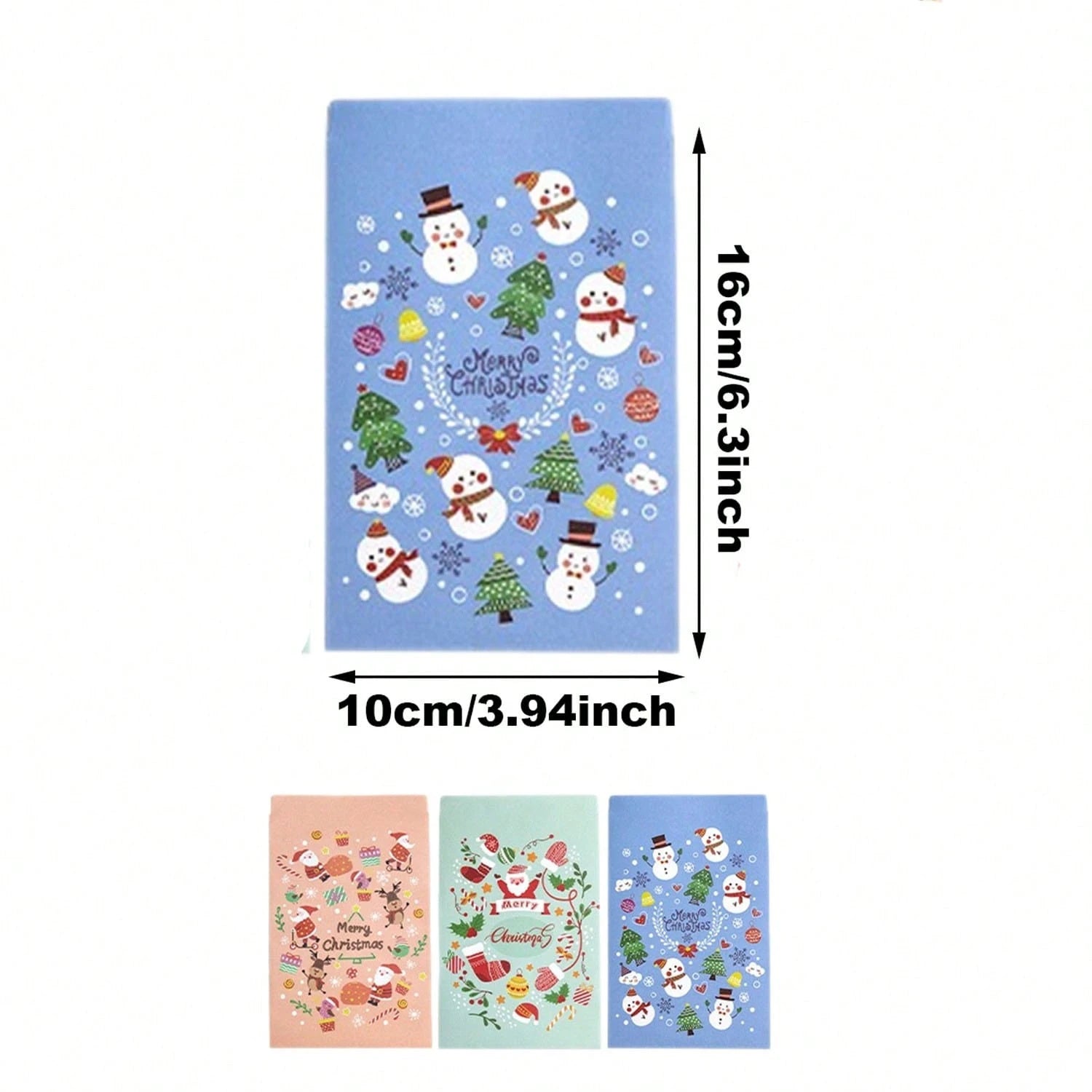 HKM-418835 48-Piece Christmas Advent Calendar Gift Bag Set with Santa and Snowman Designs, Countdown Stickers 1-24, Includes Clips and Strings