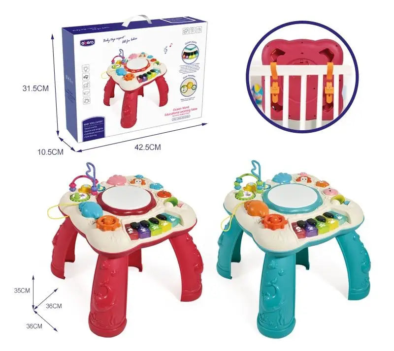 HKM-418835 Educational Musical Drum and Piano Baby Study Table for Ages 0 to 7 Years