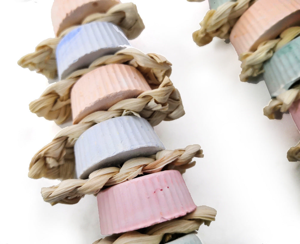 HKM-418963 Calcium Supplement Bite Grinding Stone with String and Straw for Birds
