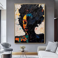 HKM-418963 Hand-Painted Abstract Oil Painting of African Woman for Living Room and Bedroom Wall Decor