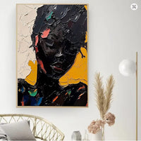 HKM-418963 Hand-Painted Abstract Oil Painting of African Woman for Living Room and Bedroom Wall Decor