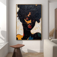 HKM-418963 Hand-Painted Abstract Oil Painting of African Woman for Living Room and Bedroom Wall Decor