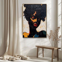 HKM-418963 Hand-Painted Abstract Oil Painting of African Woman for Living Room and Bedroom Wall Decor