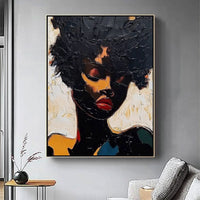 HKM-418963 Hand-Painted Abstract Oil Painting of African Woman for Living Room and Bedroom Wall Decor