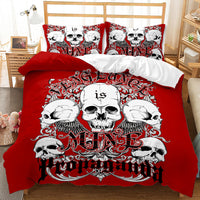 HKM-419027 Three-Piece Skull Printed Duvet Cover Set with Modern Design in Various Sizes