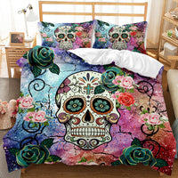 HKM-419027 Three-Piece Skull Printed Duvet Cover Set with Modern Design in Various Sizes