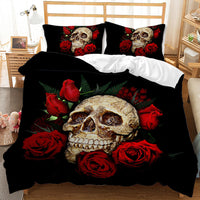 HKM-419027 Three-Piece Skull Printed Duvet Cover Set with Modern Design in Various Sizes