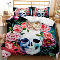 HKM-419027 Three-Piece Skull Printed Duvet Cover Set with Modern Design in Various Sizes