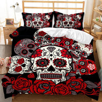 HKM-419027 Three-Piece Skull Printed Duvet Cover Set with Modern Design in Various Sizes